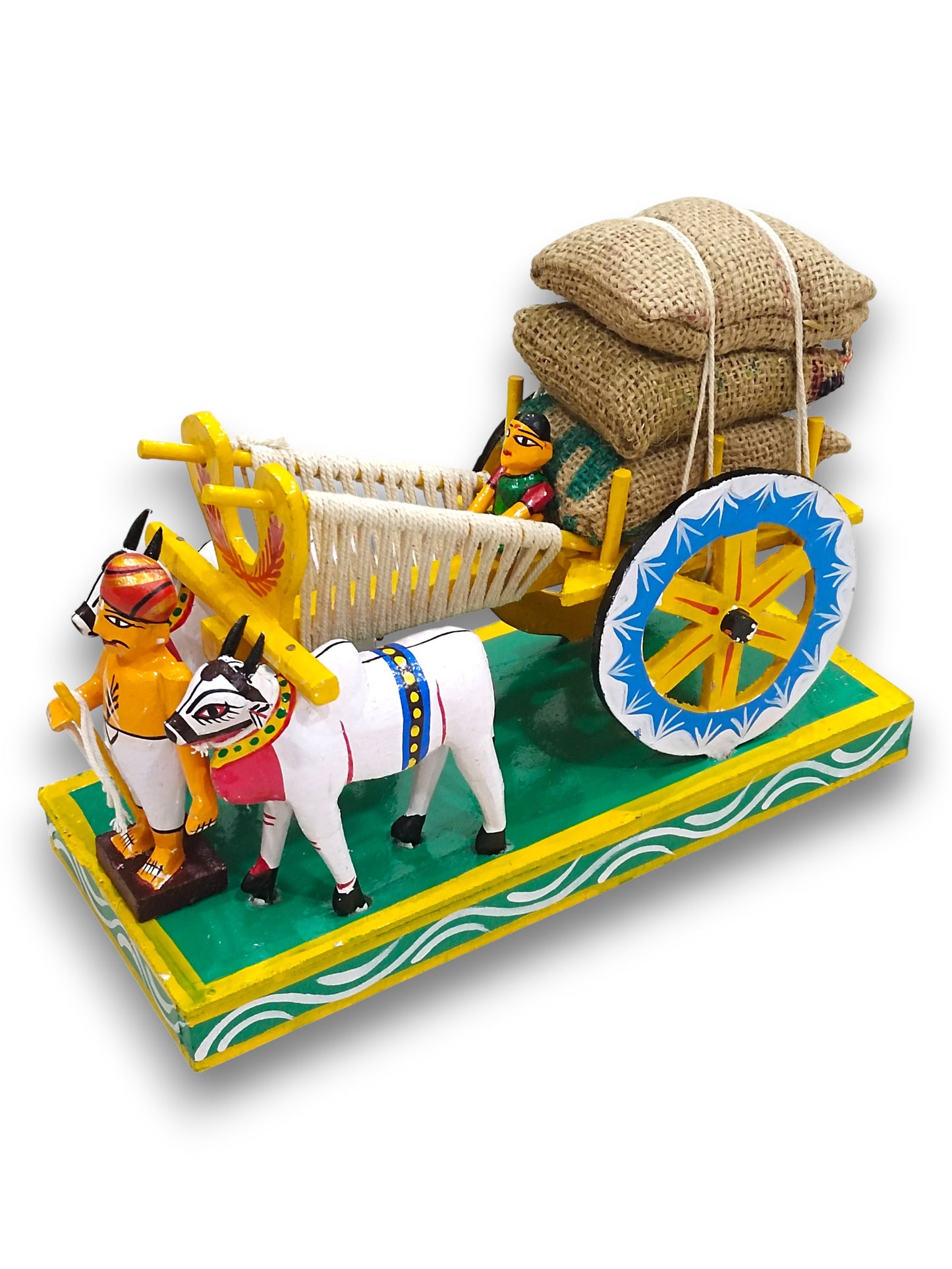 Handcrafted Kondapalli Bullock Cart (Grain Load) – Traditional Indian Wooden Toy