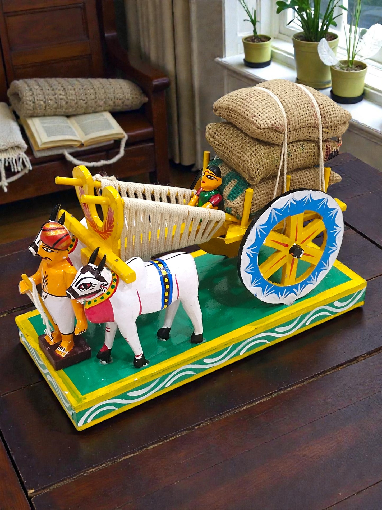 Handcrafted Kondapalli Bullock Cart (Grain Load) – Traditional Indian Wooden Toy