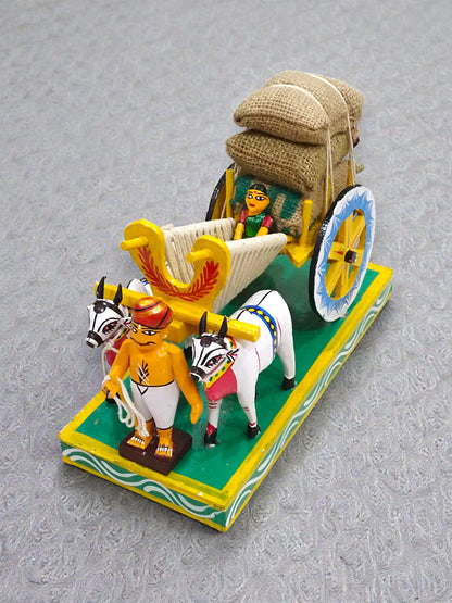 Handcrafted Kondapalli Bullock Cart (Grain Load) – Traditional Indian Wooden Toy
