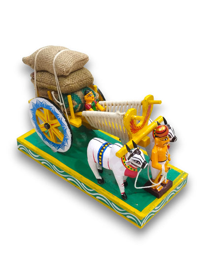 Handcrafted Kondapalli Bullock Cart (Grain Load) – Traditional Indian Wooden Toy