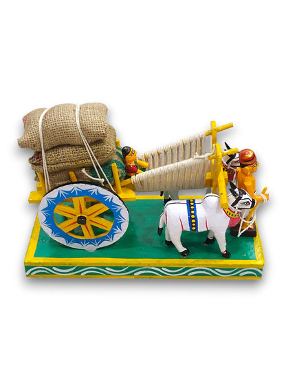 Handcrafted Kondapalli Bullock Cart (Grain Load) – Traditional Indian Wooden Toy