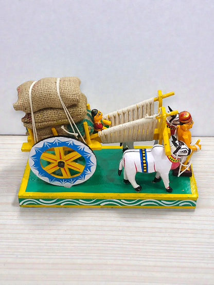 Handcrafted Kondapalli Bullock Cart (Grain Load) – Traditional Indian Wooden Toy