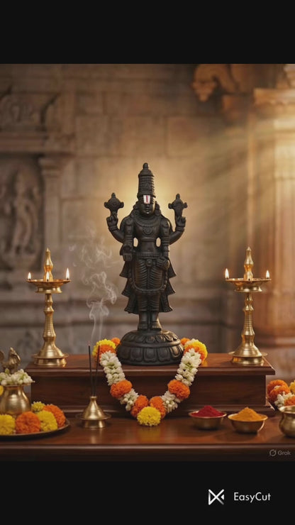 Lord Venkateswara Black Murti - 8"