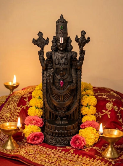 Lord Venkateswara Black Murti - 12"